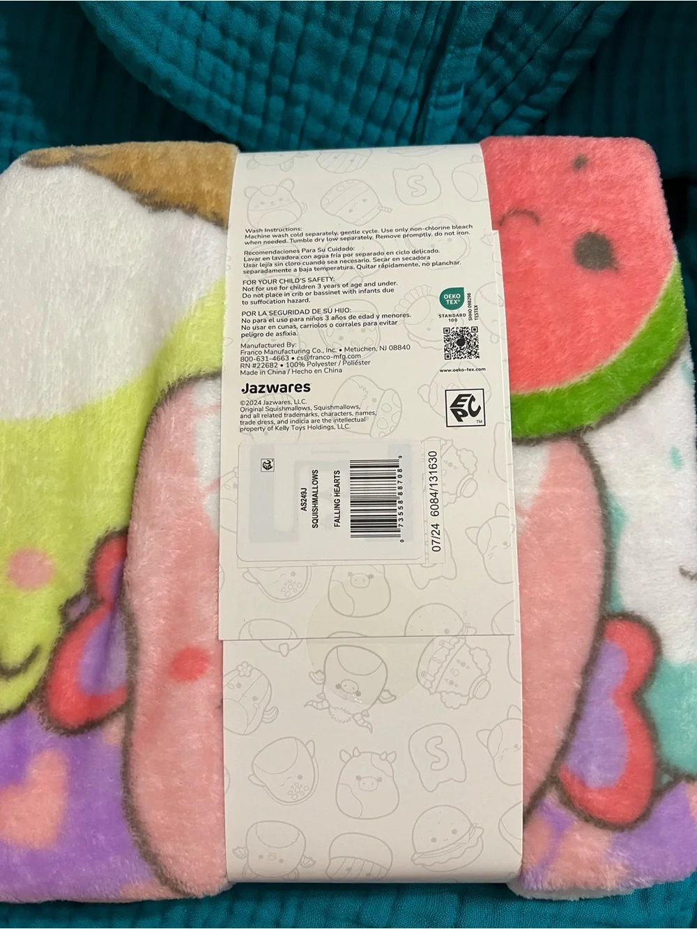 Squishmallows Silky Soft Throw - Pastel Pink, Purple, Green, Yellow, Blue